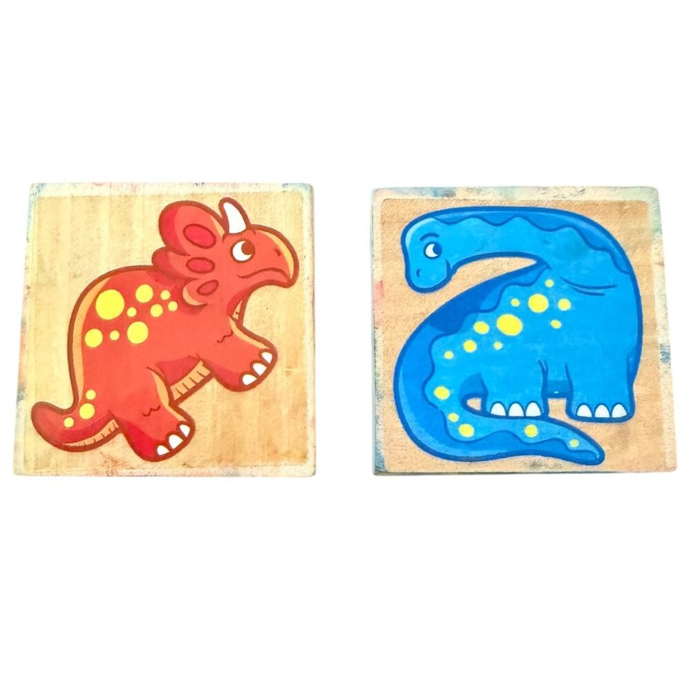 Set of 2 Dinosaur Brontosaurus & Triceratop Rubber Stamp